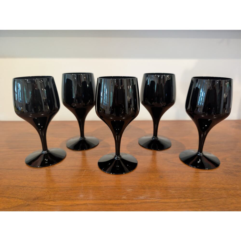Vintage Morgantown Vision Ebony Tulip Wine Glasses (Set of 5) – MCM Black Glass
